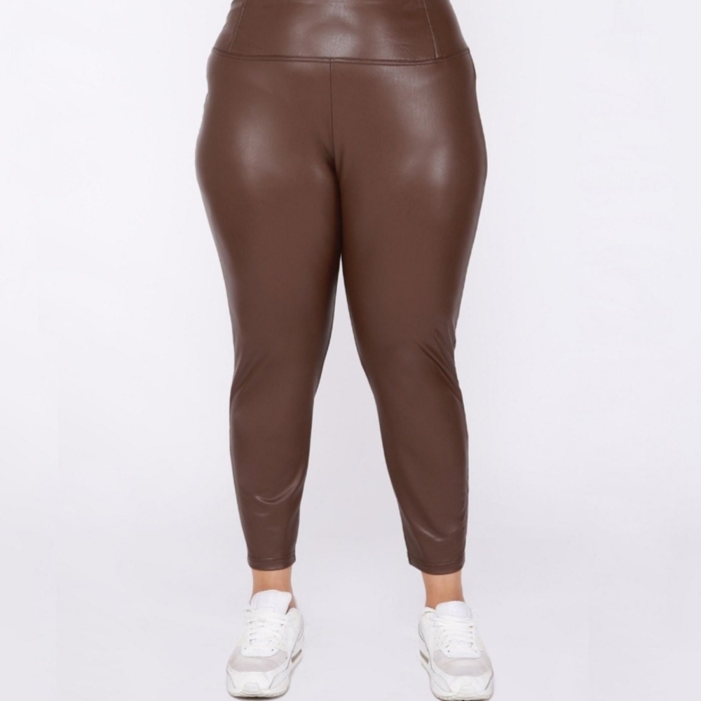 Dex Brown Faux Leather Leggings